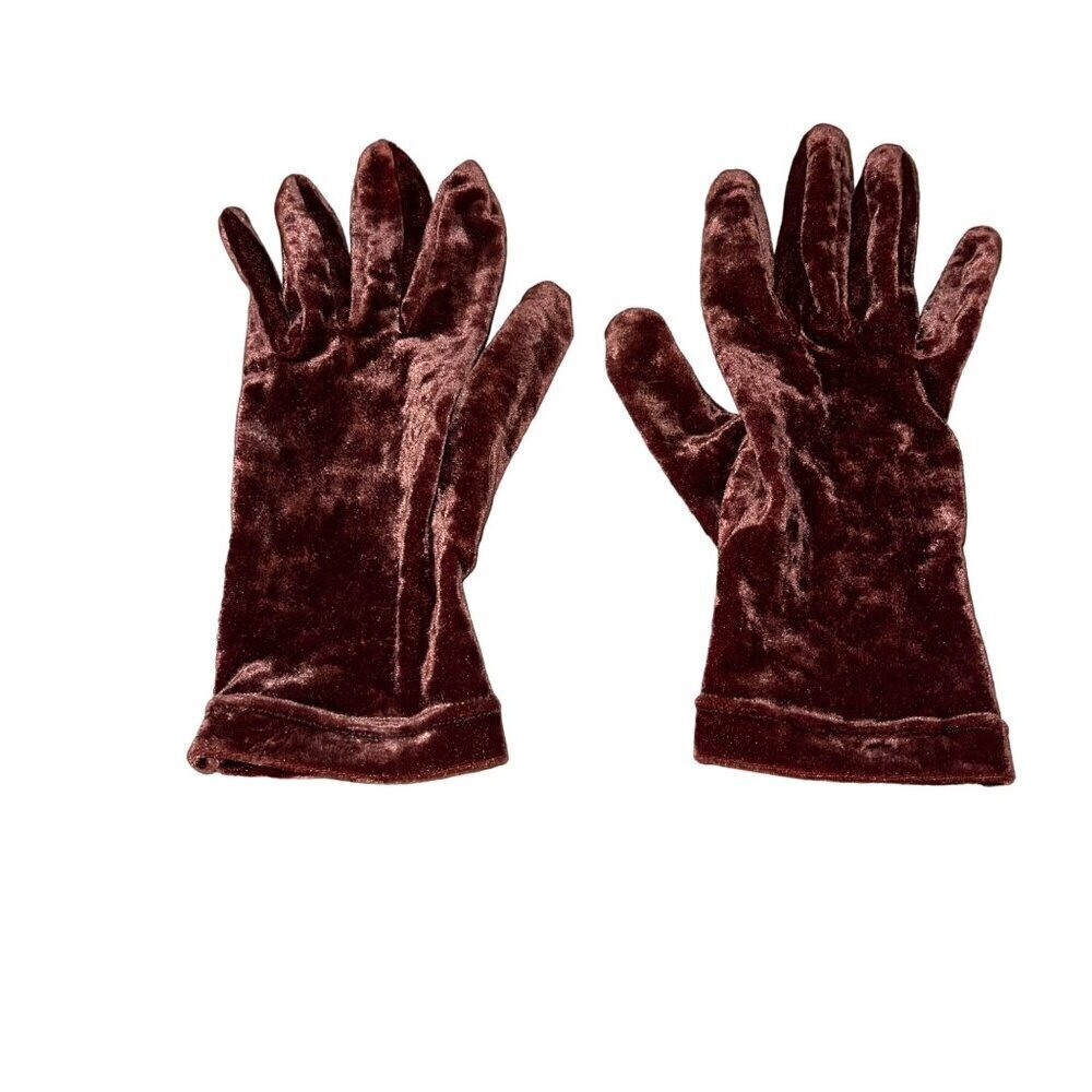 Classiques Entier Vintage 1990s Gloves One Size Brown Crushed Velvet Italy